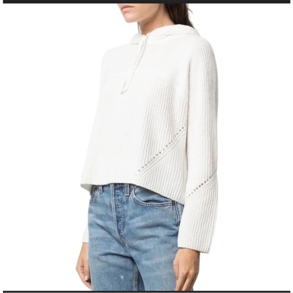 rag & bone Sweaters - Rag & Bone Sonny Sweater Hoodie Large chunky Knit Crop fisherman Knit Cream